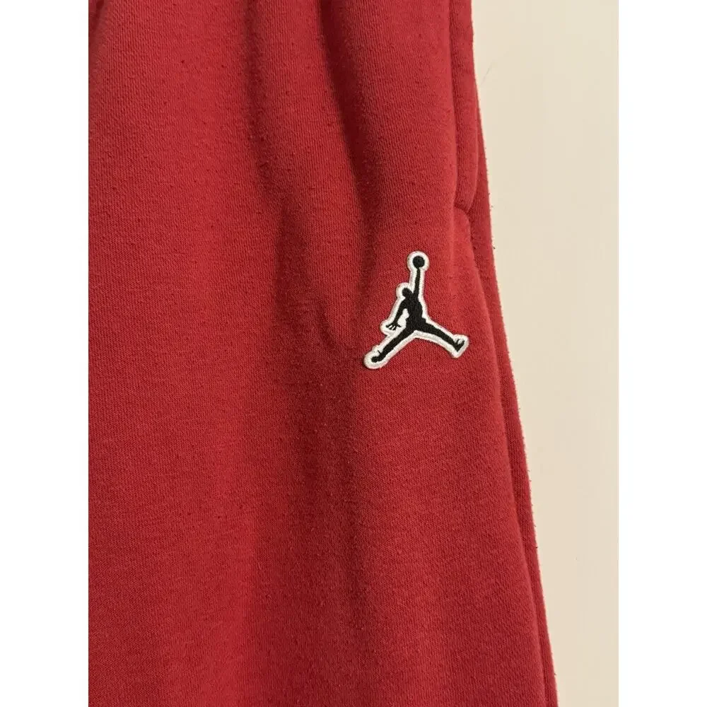 Nike Youth Air Jordan Fleece Pants Joggers Red Size L No Draw String Preowned - Picture 2 of 7